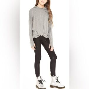 Terez girls black shiny star foil leggings size medium NWT